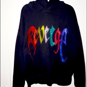 Black “REVENGE” rhinestoned bedazzled hoodie